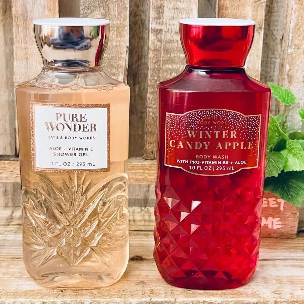 NWT 2 B&BW winter candy apple & Pure Wonder body wash 10 FLOZ Vitamin B5 & Aloe
